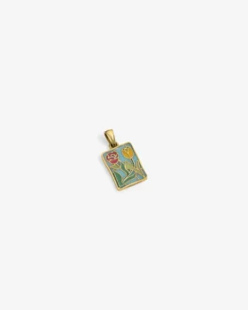 14Kt Gold Stained Glass Crest Pendant