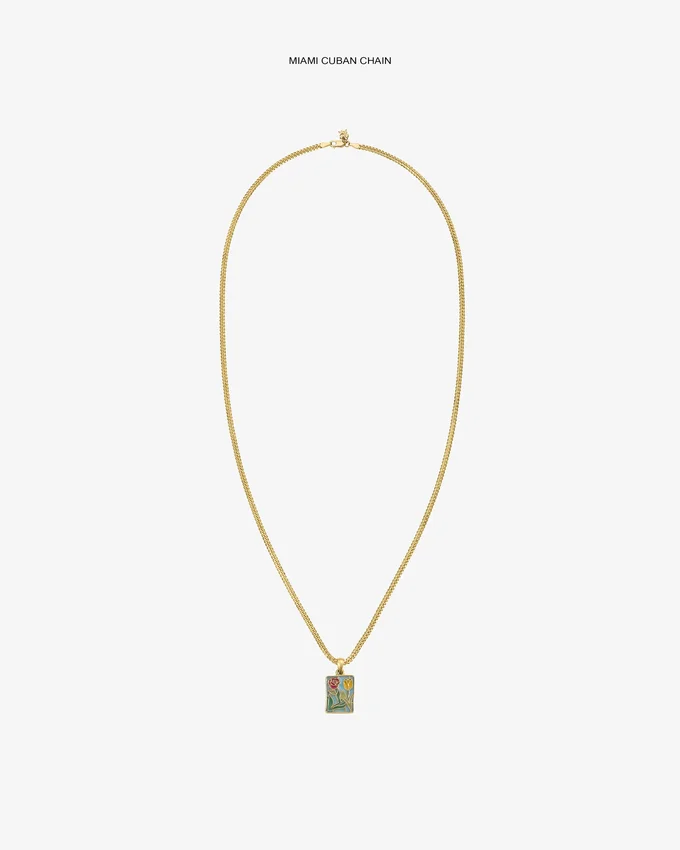 14Kt Gold Stained Glass Crest Pendant