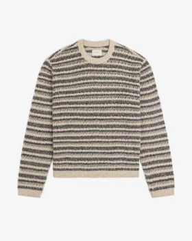 Bouclé Open Knit Crewneck Sweater