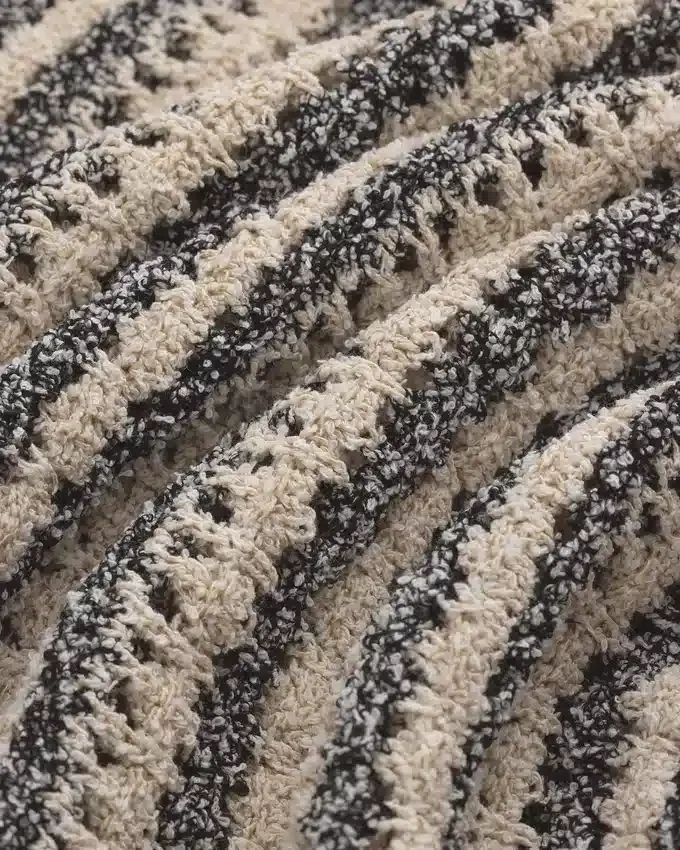 Bouclé Open Knit Crewneck Sweater