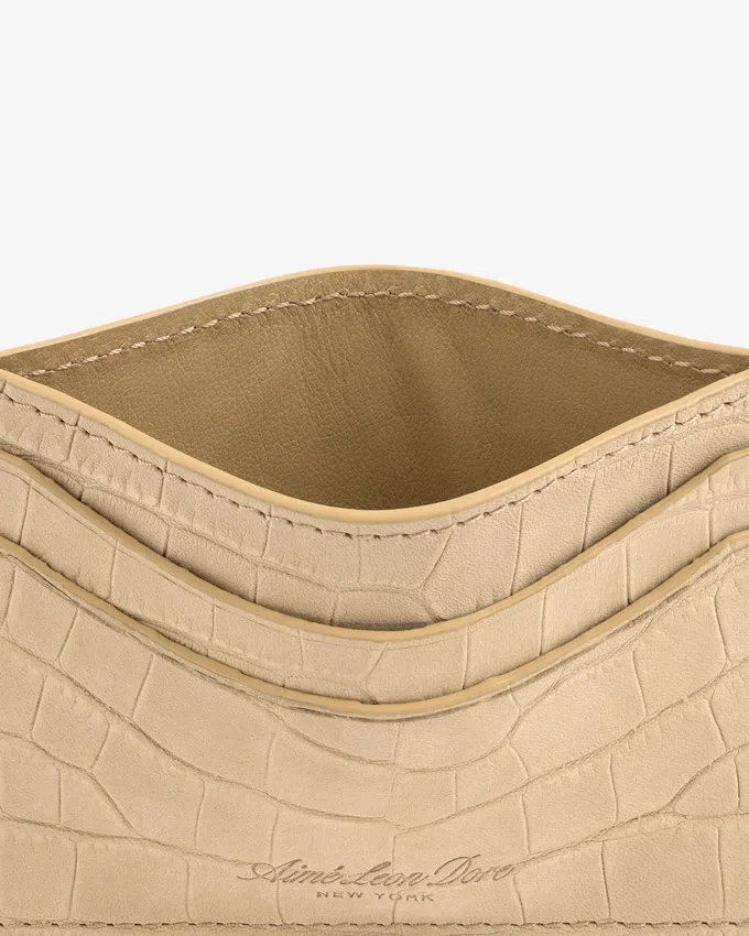 Croc-Embossed Nubuck Cardholder