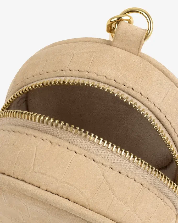 Croc-Embossed Nubuck Keychain Pouch