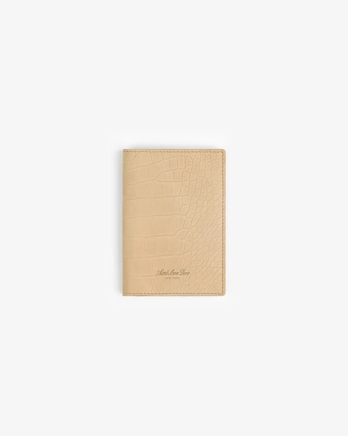 Croc-Embossed Nubuck Passport Holder
