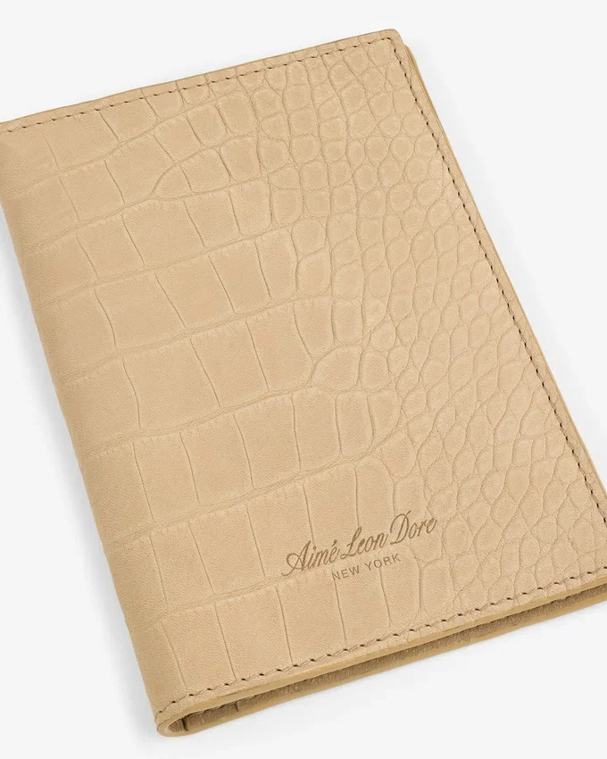 Croc-Embossed Nubuck Passport Holder