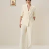 Drawstring Cotton Blend Suit Trouser