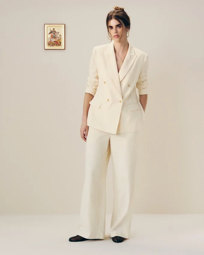 Drawstring Cotton Blend Suit Trouser