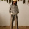 Bouclé Open Knit Crewneck Sweater