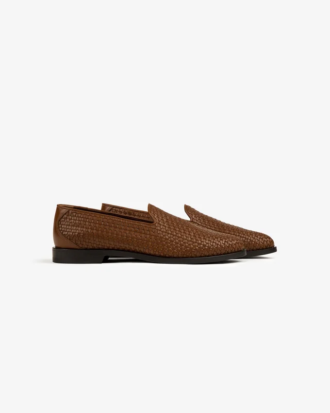 Leather Raffia Loafer