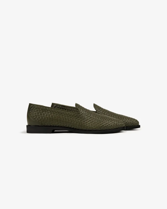 Leather Raffia Loafer
