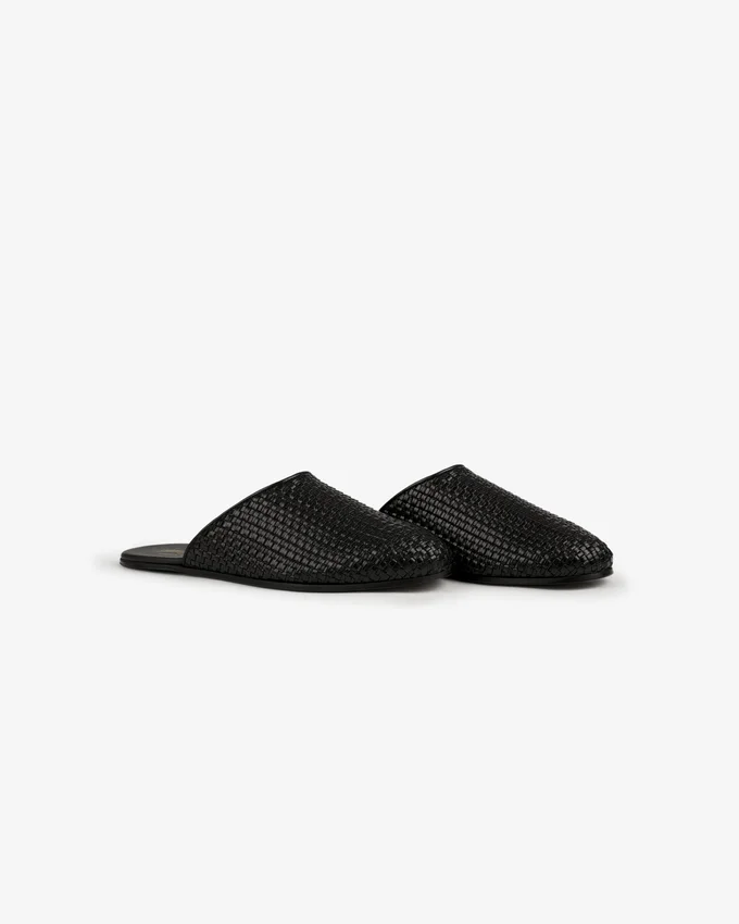 Leather Raffia Mule
