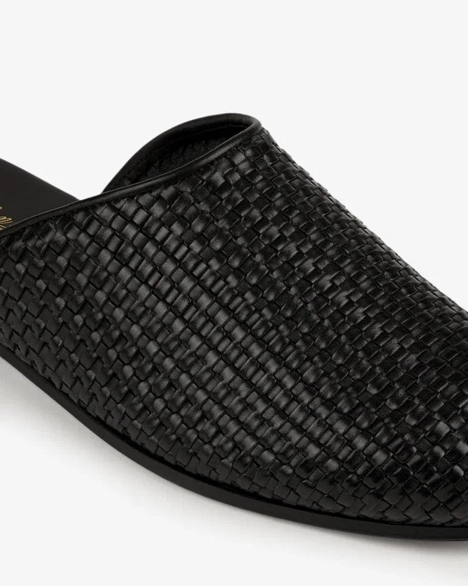 Leather Raffia Mule