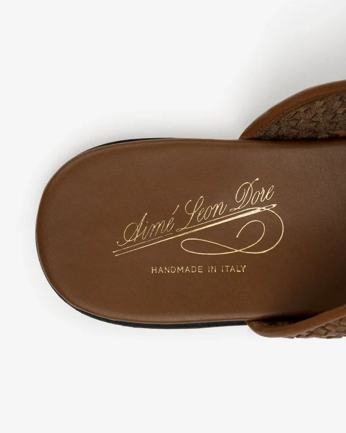 Leather Raffia Mule