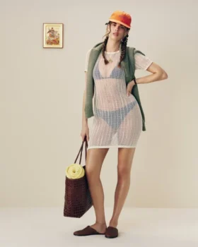 Open Mesh Mini Dress