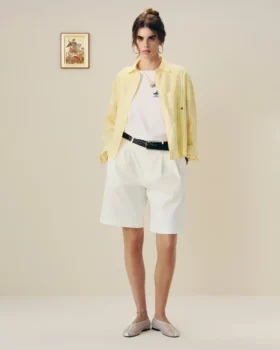 Pleated Linen Blend Bermuda Short