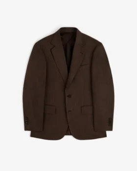 Single-Breasted Linen Blend Suit Jacket