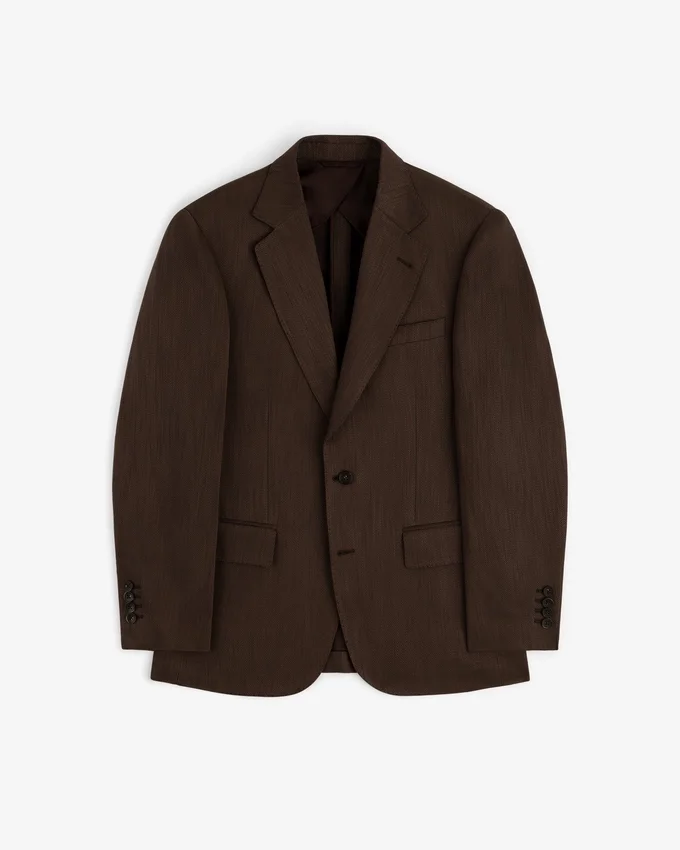 Single-Breasted Linen Blend Suit Jacket