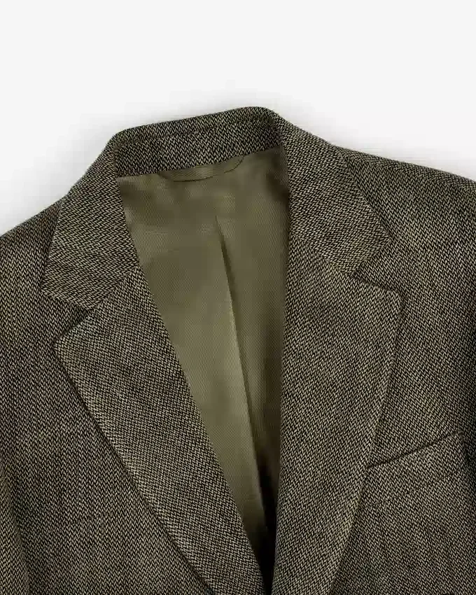 Single-Breasted Yarn Dyed Linen Suit Jacket