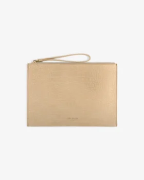 Small Croc-Embossed Nubuck Pouch