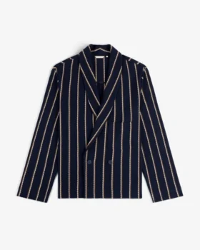 Striped Jacquard Shawl Collar Jacket