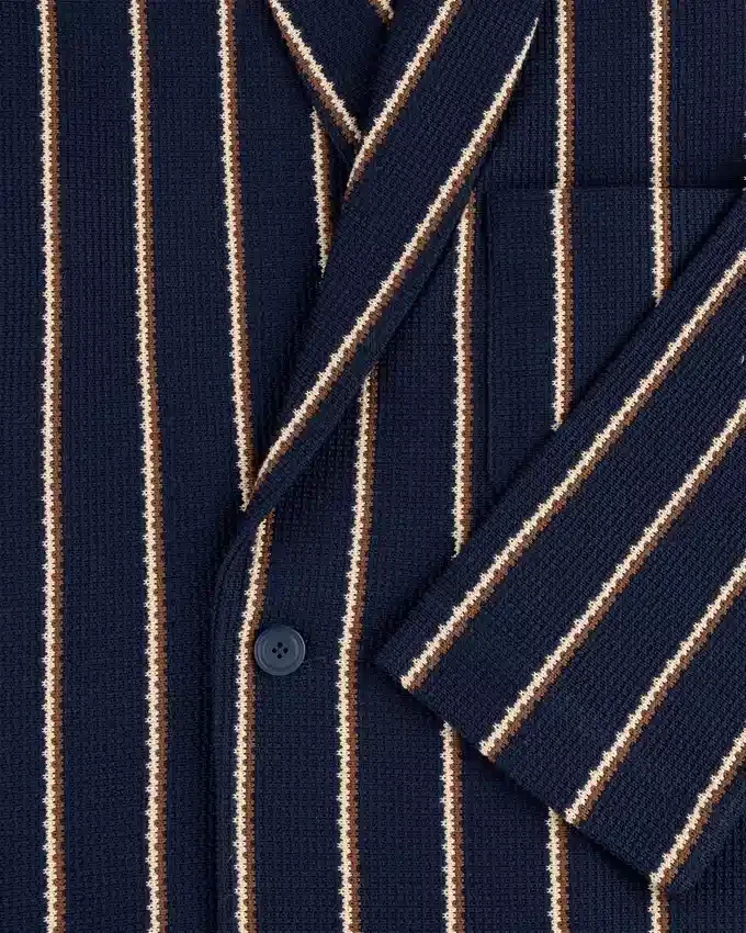 Striped Jacquard Shawl Collar Jacket