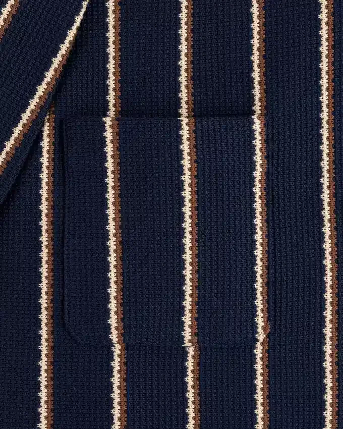 Striped Jacquard Shawl Collar Jacket